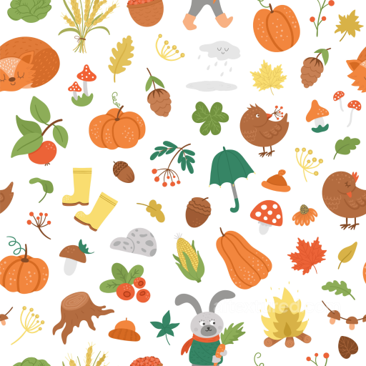 Thanksgiving Cartoon Pattern Texture with Autumn Icons seamless Thanksgiving PBR texture