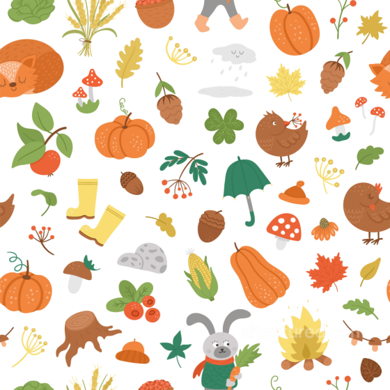 Thanksgiving Cartoon Pattern Texture with Autumn Icons Thanksgiving texture preview