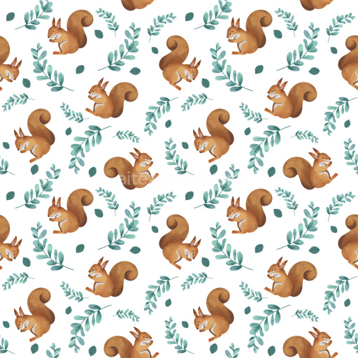Pattern Bundle - Seamless 3D Pattern PBR Texture Featuring Playful Squirrels and Green Foliage texture preview