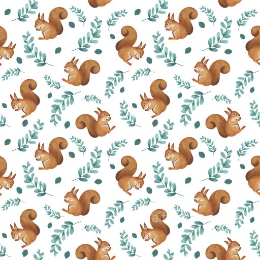 Pattern PBR Texture Featuring Playful Squirrels and Green Foliage seamless Pattern Bundle PBR texture