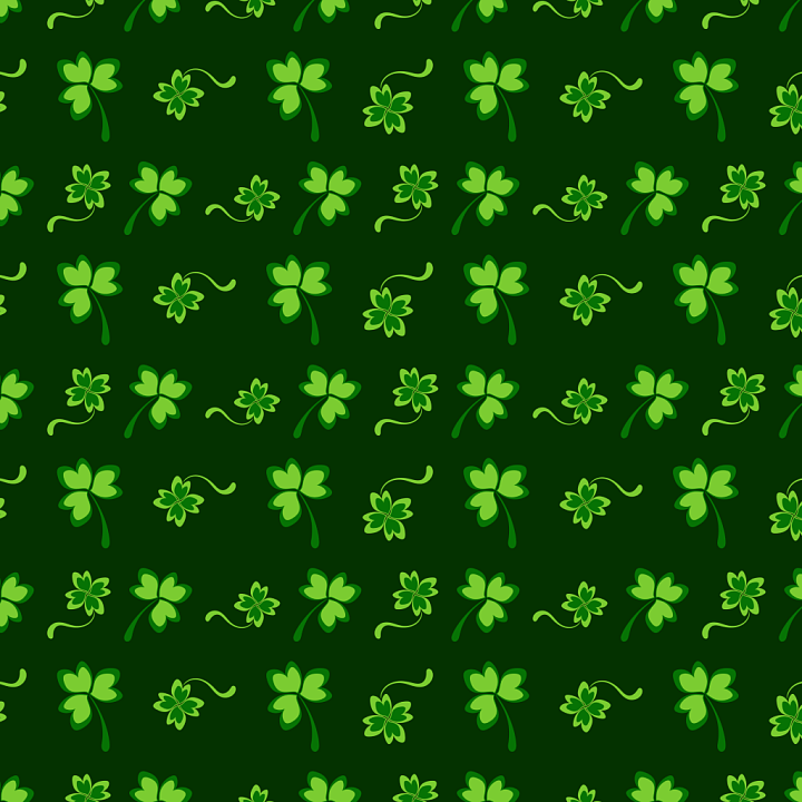 St Patrick Digital Paper Bundle of Stylized Green Clover Leaf Pattern seamless PBR texture preview