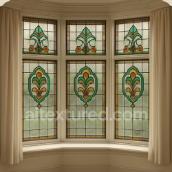 seamless Seamless 8k PBR 3d texture of bay window with stained glass and decorative glass details texture 8k free download PBR