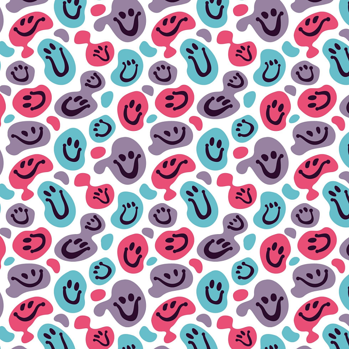 with Colorful Happy Face Abstract Pattern seamless PBR texture preview