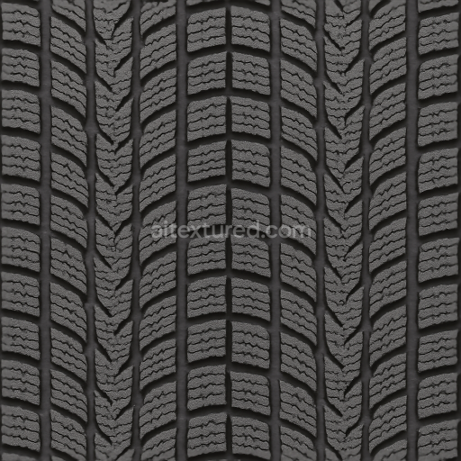 Seamless 3d texture pbr 8k snow tire with winter tread and snow track patterns for cold weather vehicle tire realism