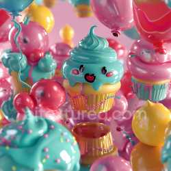 seamless Seamless 3D Inflated Glossy Vinyl Panels PBR Texture in Turquoise and Pink texture 8k free download PBR