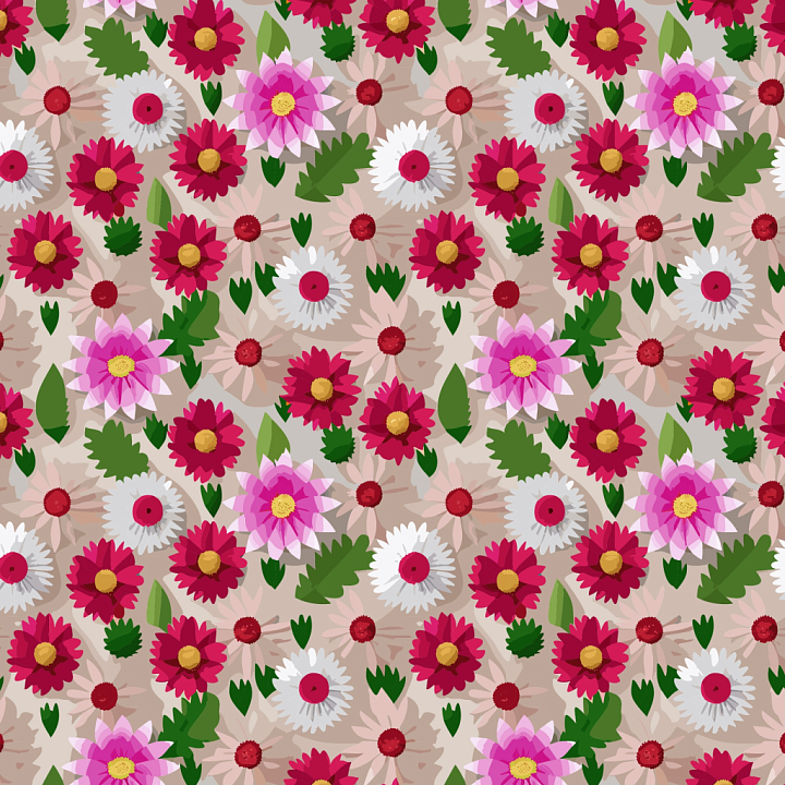 Embroidered Floral Fabric with Pink and White Flowers seamless PBR texture preview