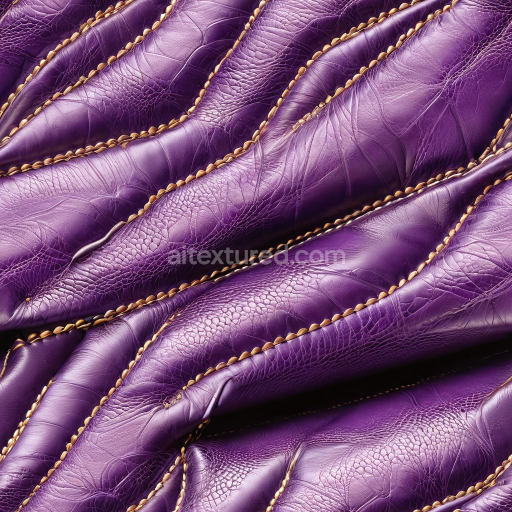 Seamless 3D Quilted Glossy Purple Leather PBR Texture with Detailed Stitching and Wrinkles