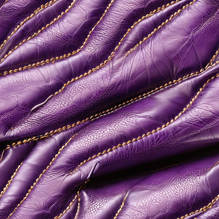 Quilted Glossy Purple Leather with Detailed Stitching and Wrinkles seamless PBR texture preview