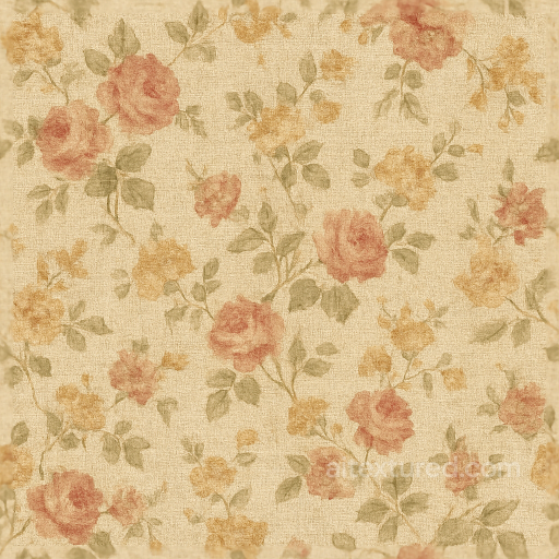 Vintage Floral Wallpaper With Textured Linen Weave seamless Wallpaper PBR texture