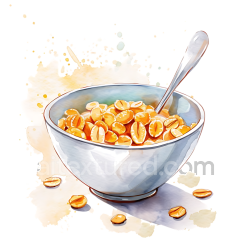 seamless Breakfast Barley Flakes Cereal Bowl Illustration with Spoon texture 8k free download PBR