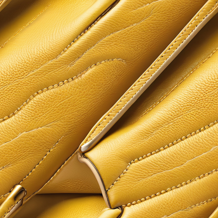 Yellow Pebbled Leather With Detailed Stitching And Grain seamless PBR texture preview