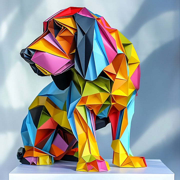 Origami Multicolor Stylized Bloodhound seamless PBR texture preview