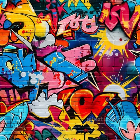 Featuring Vibrant Multicolor Graffiti on Brick Wall Graffiti texture preview