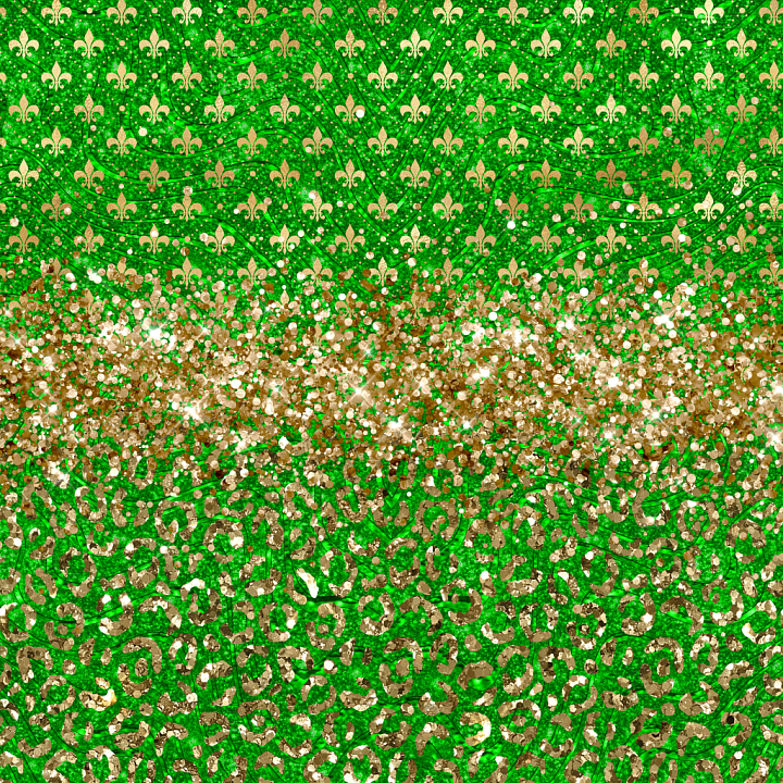 Glittery Green And Gold St Patrick Decorative Pattern seamless PBR texture preview