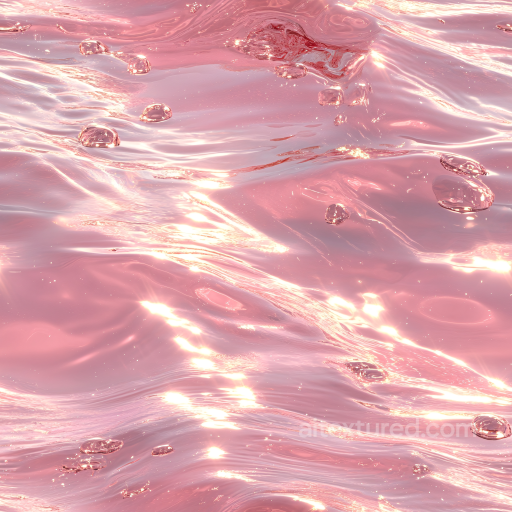 Seamless Pink Liquid Water PBR Texture with Glossy Reflective Surface and Floating Bubbles seamless Water PBR texture