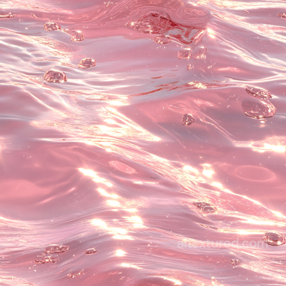 Seamless Pink Liquid Water PBR Texture with Glossy Reflective Surface and Floating Bubbles Water texture preview