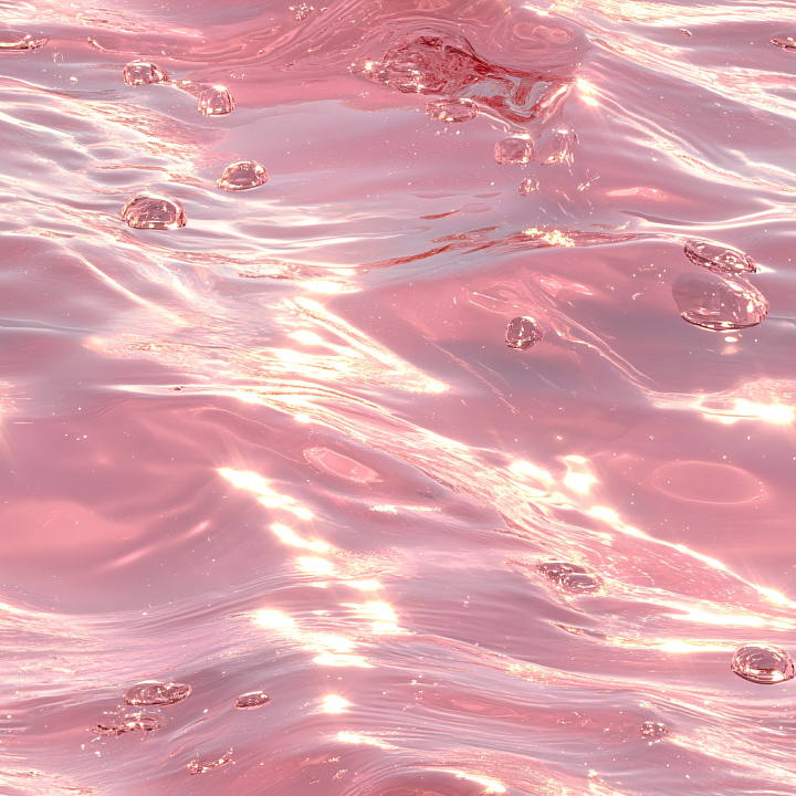 Pink Liquid Water with Glossy Reflective Surface and Floating Bubbles seamless PBR texture preview