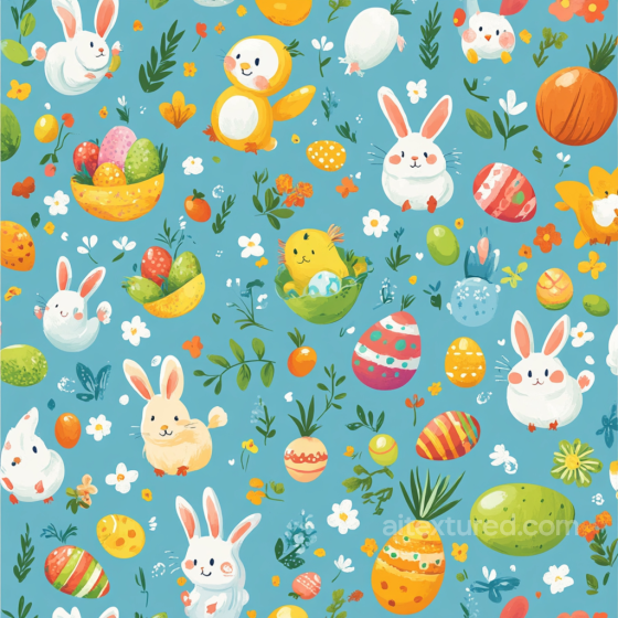 Easter Digital Paper Texture with Colorful Eggs and Bunny Pattern All Easter Digital paper texture preview