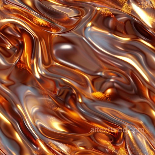 Seamless 3D PBR Texture of Glossy Abstract Orange-Brown Fluid Surface texture preview
