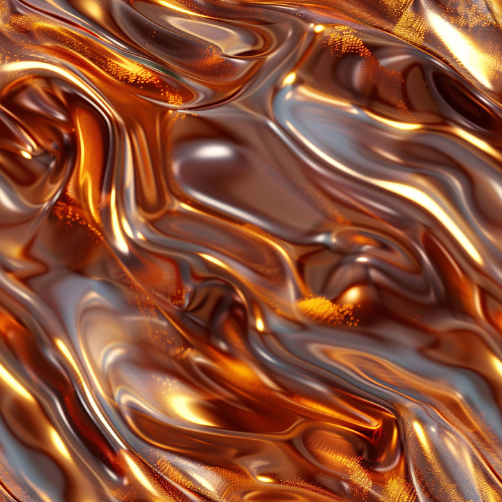 Glossy Abstract Orange-Brown Fluid Surface seamless PBR texture preview