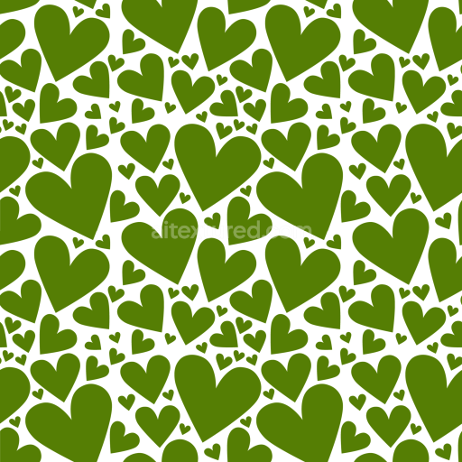 Seamless 3D PBR Texture with Green Heart Pattern on White Background