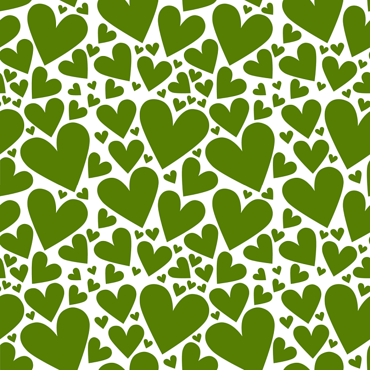 with Green Heart Pattern on White Background seamless PBR texture preview