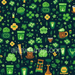 seamless Seamless 3D PBR Texture with Playful Cartoon St Patrick Symbols and Clovers texture 8k free download PBR