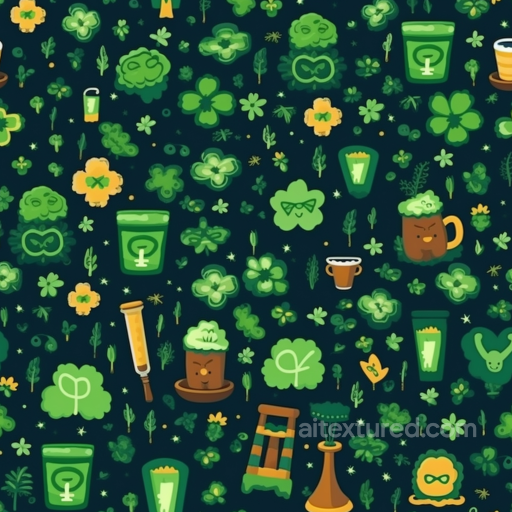 with Playful Cartoon St Patrick Symbols and Clovers seamless St patrick PBR texture