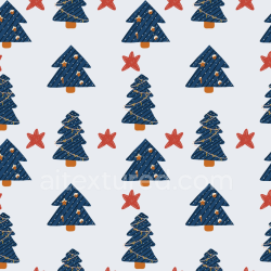 seamless Seamless 3D PBR texture featuring blue Christmas trees and red stars digital paper texture 8k free download PBR