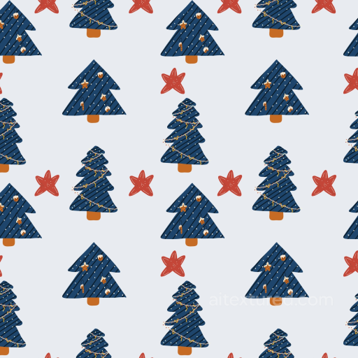 Featuring Blue Christmas Trees And Red Stars Digital Paper seamless All Christmas Digital paper PBR texture