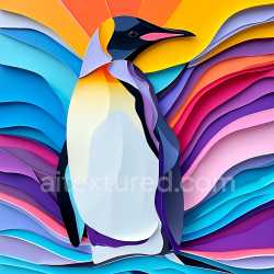 seamless Seamless 3D PBR Texture Featuring Stylized Chinstrap Penguin with Vibrant Abstract Background texture 8k free download PBR