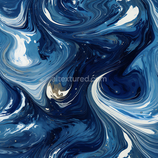 Seamless 3D Blue and Silver Marble PBR Texture with Fluid Vein Patterns