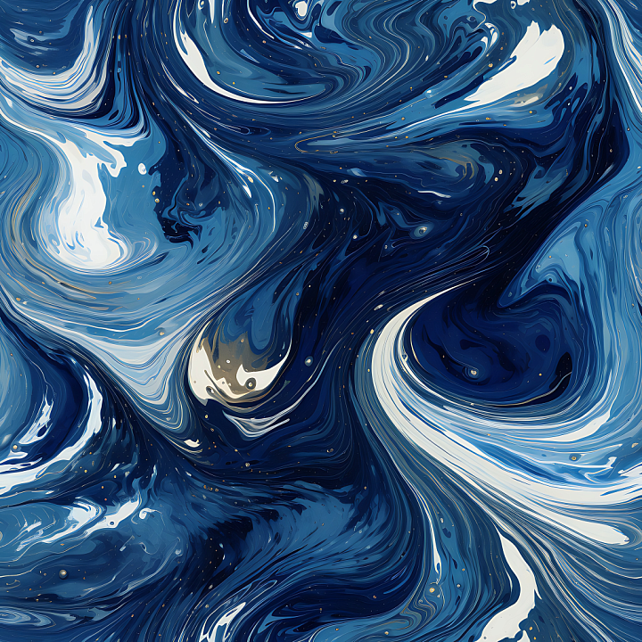 Blue and Silver Marble with Fluid Vein Patterns seamless PBR texture preview
