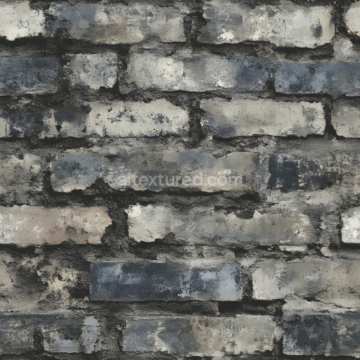 Seamless 3D Cracked and Weathered Brick Wall PBR Texture in Gray Tones