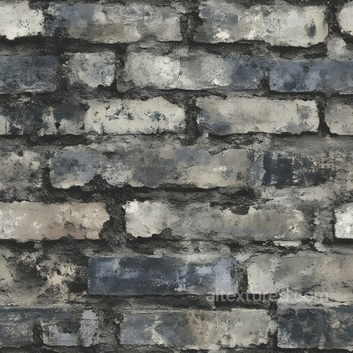 Cracked and Weathered Brick Wall PBR Texture in Gray Tones seamless Brick PBR texture