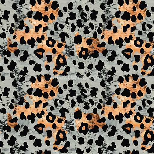 Seamless 3D PBR Leopard Print Fabric Texture with Orange and Black Pattern