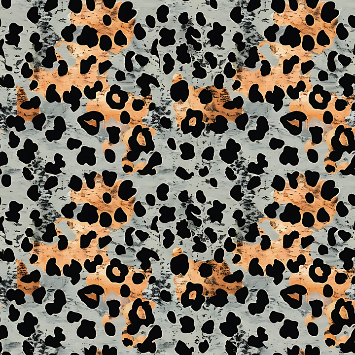 Leopard Print Fabric with Orange and Black Pattern seamless PBR texture preview