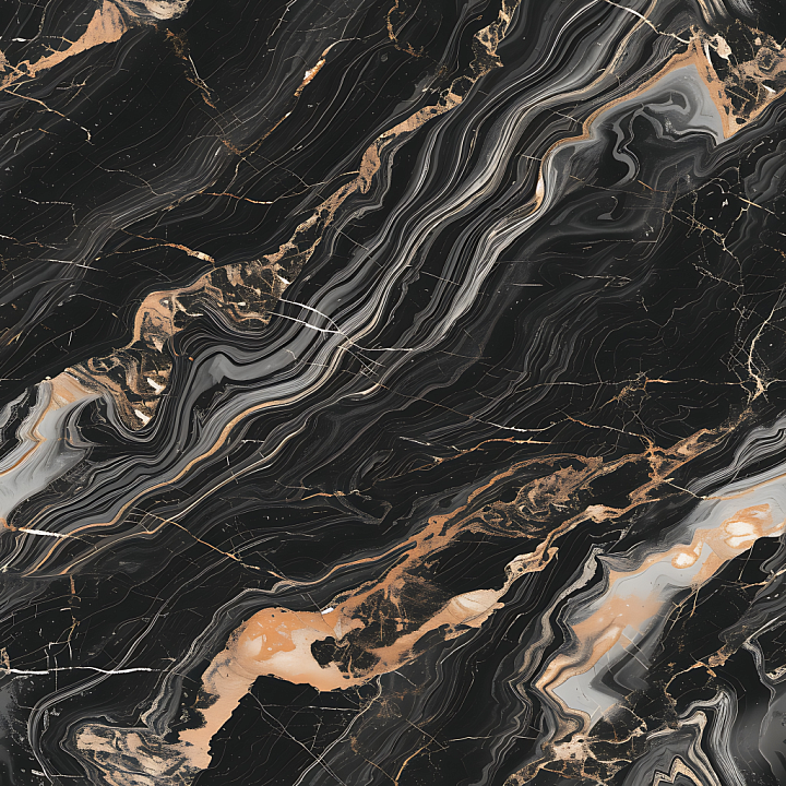 Black Marble with Dynamic Gold and gray Veining seamless PBR texture preview