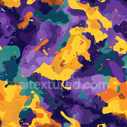 seamless Seamless 3D Stylized Camouflage PBR Texture in Purple, Yellow and Teal Organic Patches texture 8k free download PBR