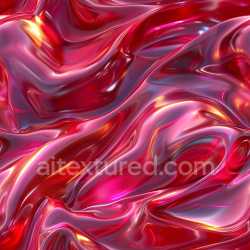 seamless Seamless 3D PBR Texture of Glossy Wrinkled Fabric with Vibrant Red and Pink Highlights texture 8k free download PBR