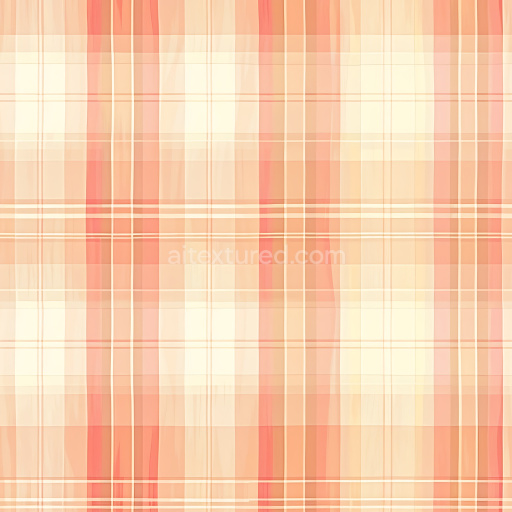 Seamless 3D PBR Peach and Cream Plaid Fabric Texture with Soft Stripes