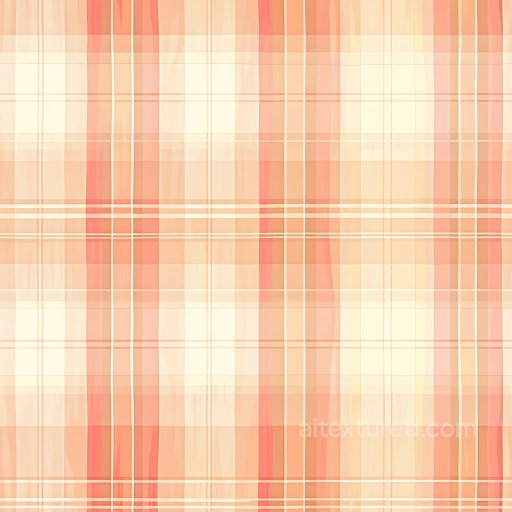 Seamless 3D PBR Peach and Cream Plaid Fabric Texture with Soft Stripes texture preview