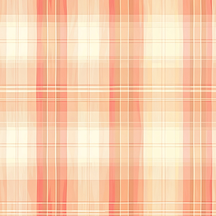 Peach and Cream Plaid Fabric with Soft Stripes seamless PBR texture preview