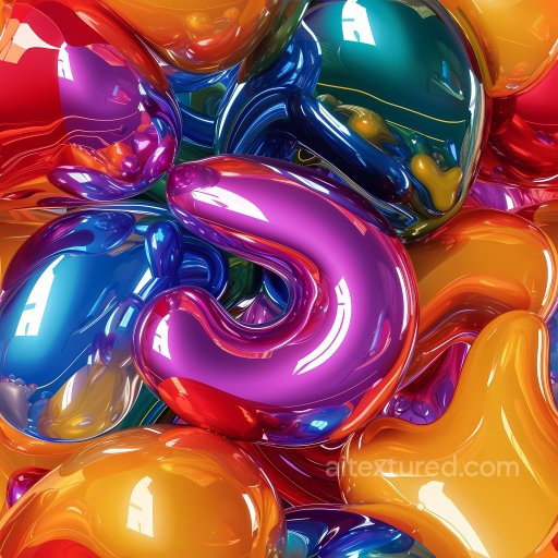 Inflated PBR Texture with Glossy Multicolor Vinyl Bubbles seamless Inflated PBR texture