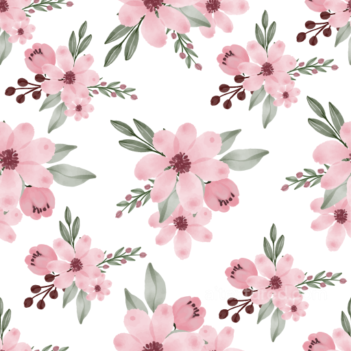 with Soft Pink Flower Watercolor Pattern seamless Pink Flower PBR texture