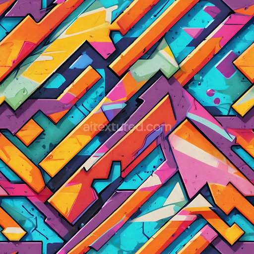 Seamless 3D PBR Graffiti Texture Featuring Bold Multicolor Arrow Patterns