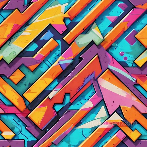 Seamless 3D PBR Graffiti Texture Featuring Bold Multicolor Arrow Patterns texture preview