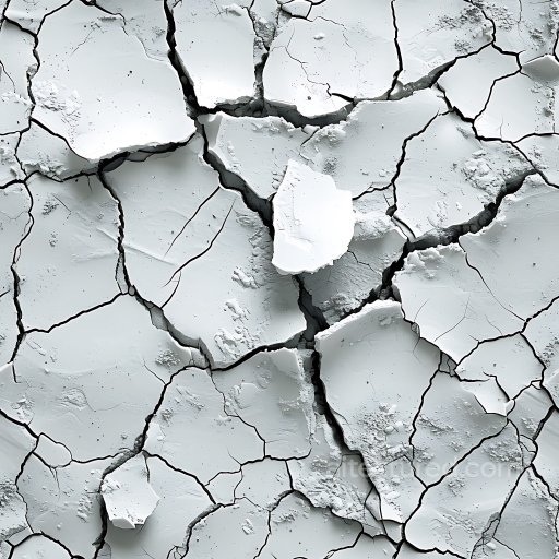 Cracked Plaster Texture With Prominent Deep Fractures and White Surface seamless Cracked & Holes PBR texture