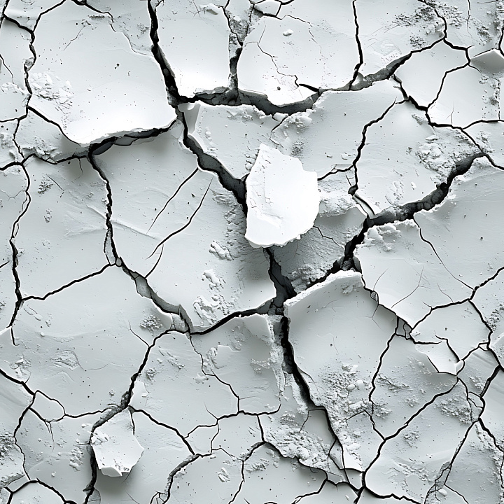 Cracked Plaster With Prominent Deep Fractures and White Surface seamless PBR texture preview