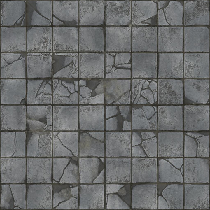 Broken Tiles with Puddles seamless PBR texture preview